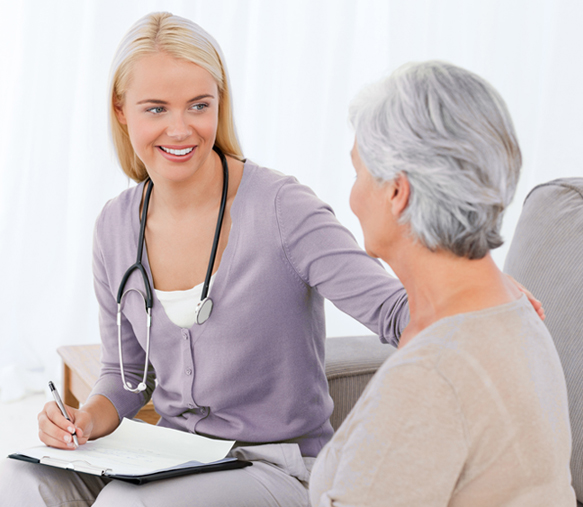 Photo of senior lady with her doctor